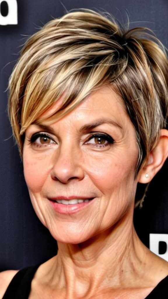 Side-Parted, Layered Pixie Wavy Hairstyles For Women Over 40