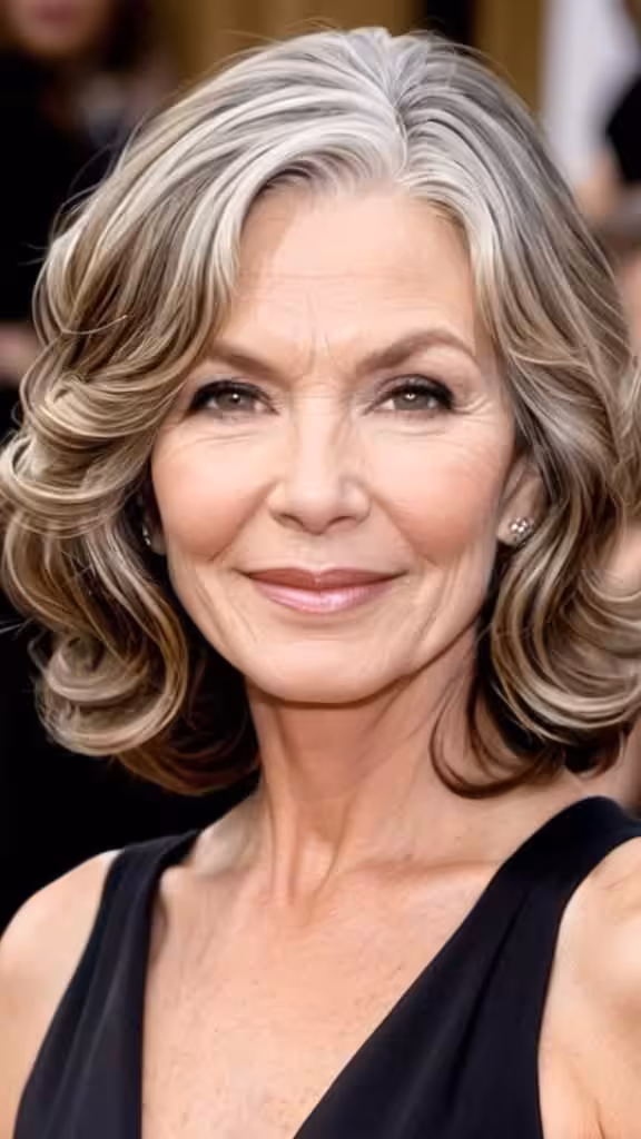Side Parted Shoulder-Length Waves Wavy Hairstyles For Women Over 50