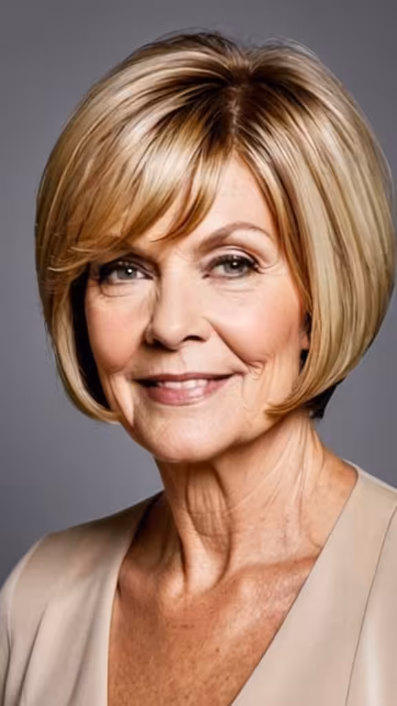 Side-Parted Tapered Bob Bob haircuts for older women