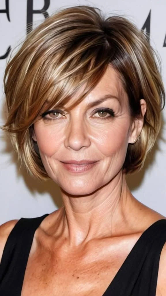 Side Parted Tousled Bob Short Hairstyles For Women Over 40