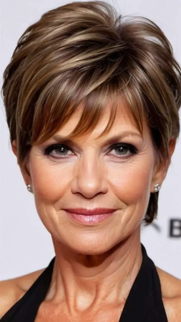 Side-Swept Banged Layered Wedge Wedge Haircuts For Women Over 50