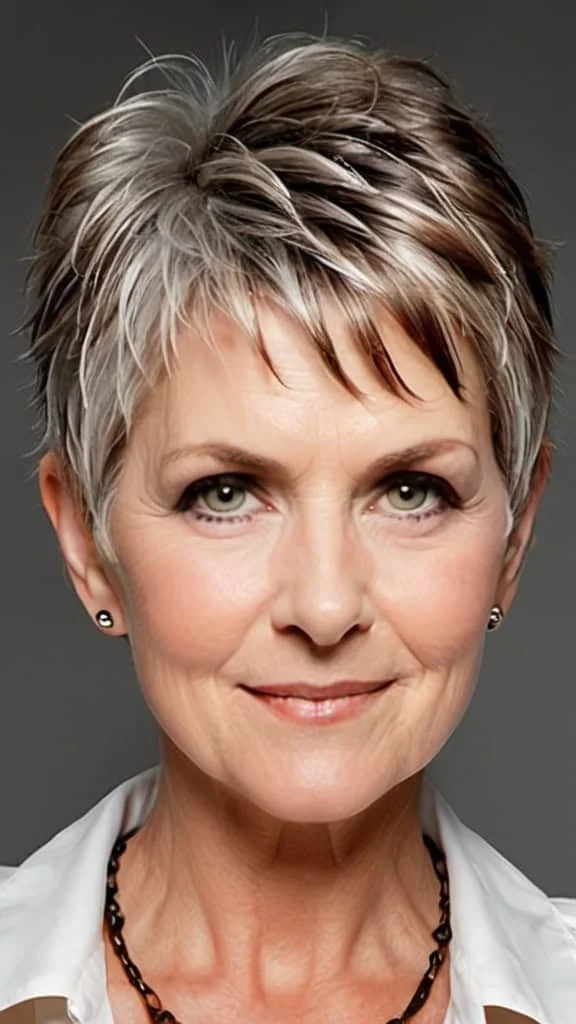 Side-Swept Pixie Short spiky haircuts for women over 60