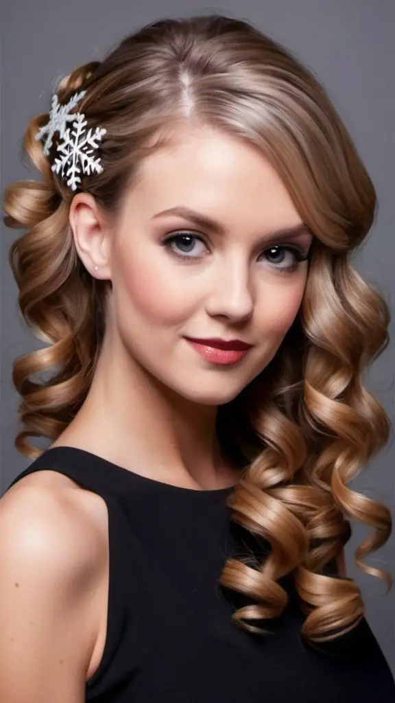 Side-swept Curls Christmas Hairstyles for Women