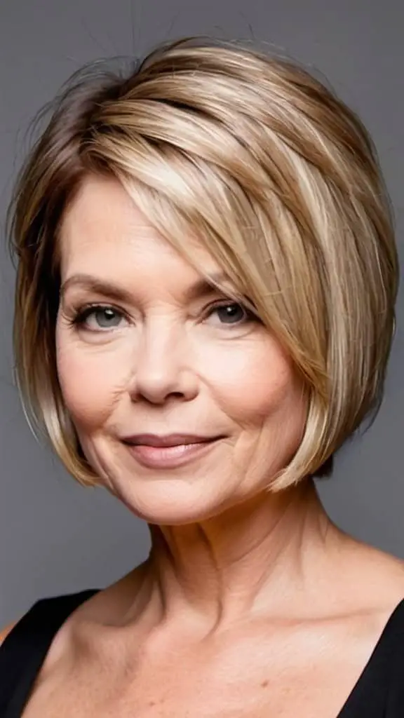 Sideswept Lob Short hairstyles for round faces over 50