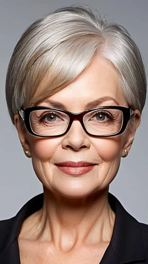 Sleek Bob Hairstyles With Glasses For Woman Over 60