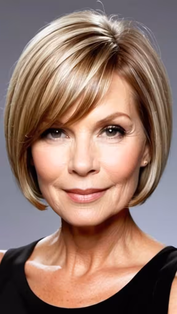 Sleek Bob Short hairstyles for round faces over 50