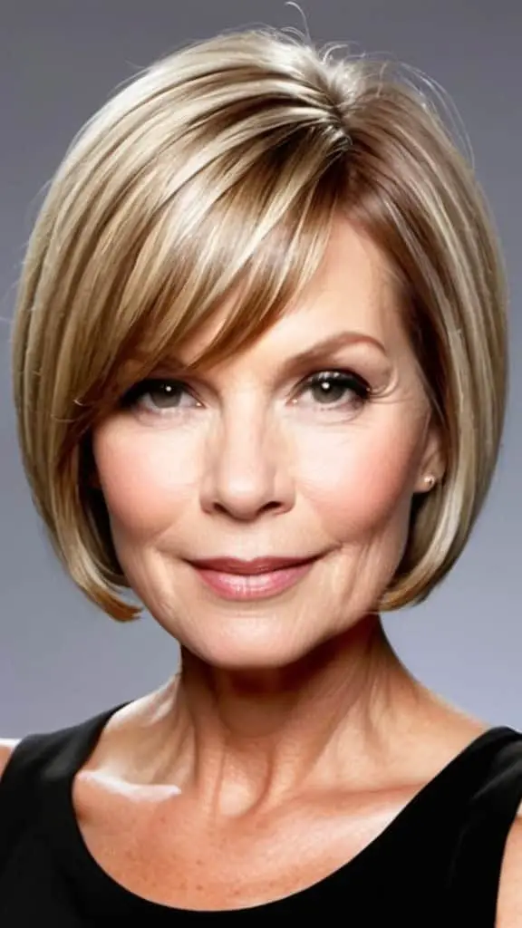 Sleek Bob Short hairstyles for round faces over 50