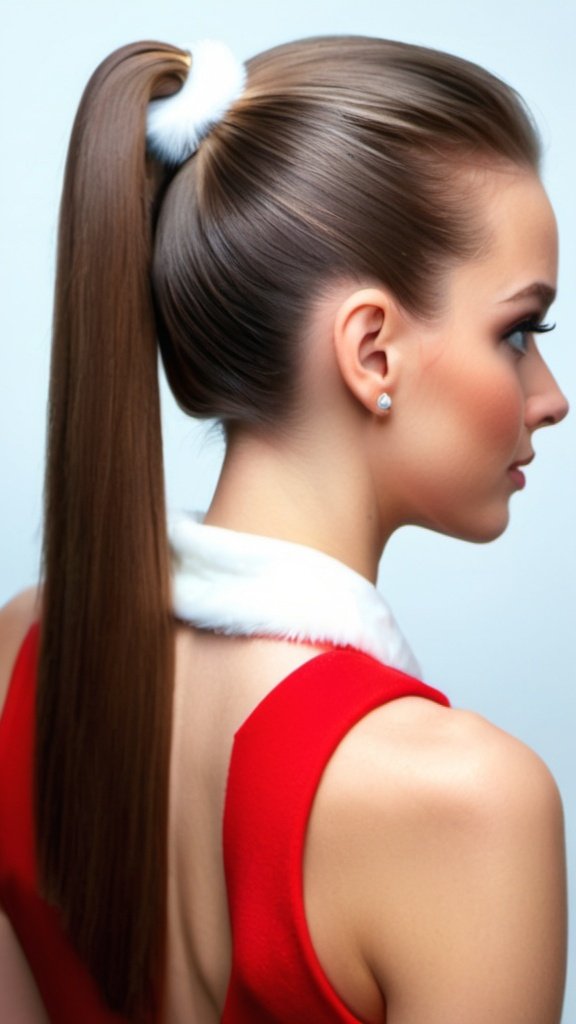 Sleek Ponytail Christmas Hairstyles for Girls