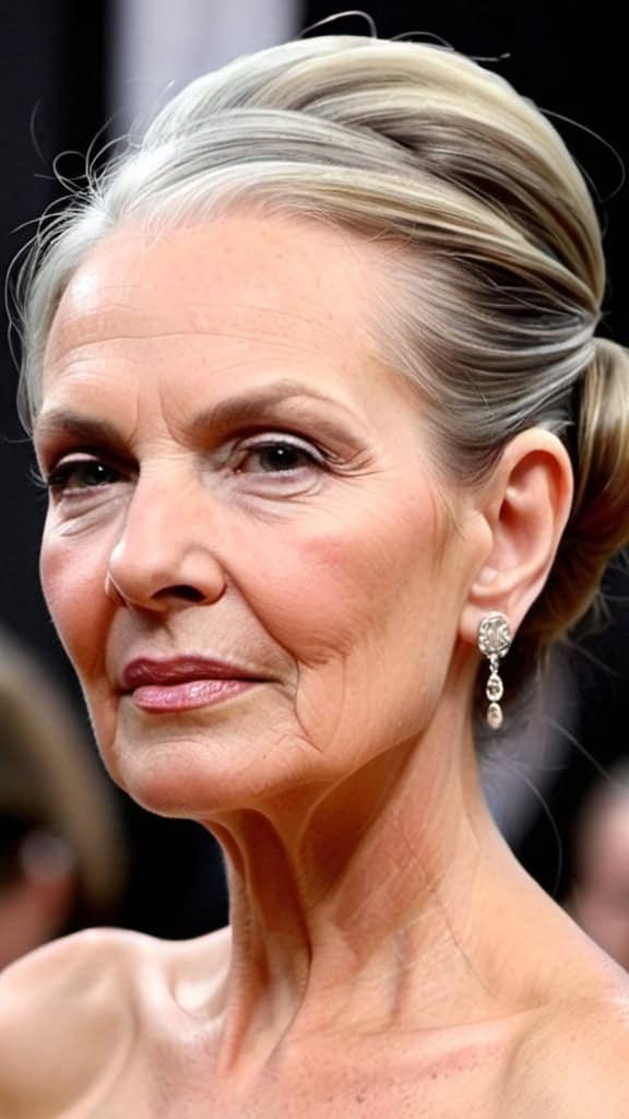 Slicked Half Updo Long Hairstyles For Older Women