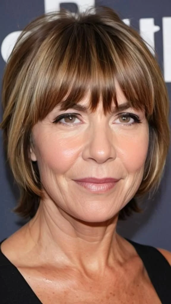 Soft Layered Wedge With Side-Swept Bangs Hairstyles With Bangs For Women Over 40