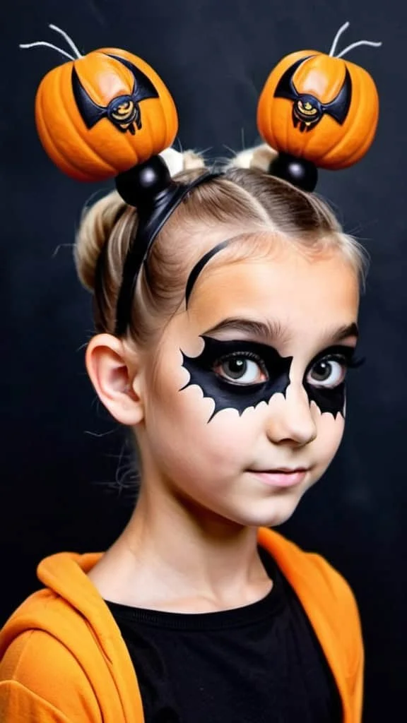 Spider Bun hairstyles for Halloween for girls