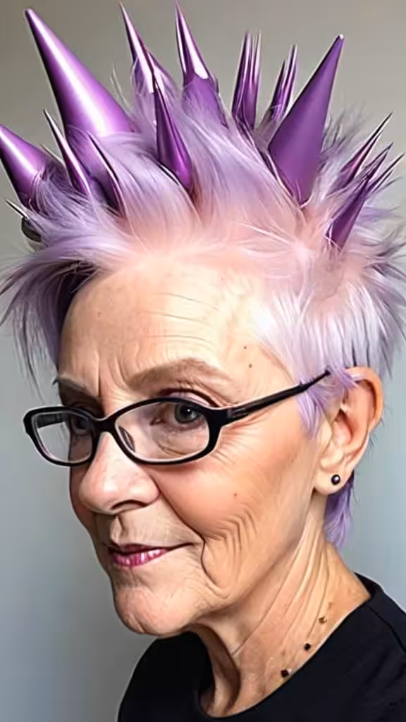 Spikey Lilac Unicorn Hair For Woman Over 60