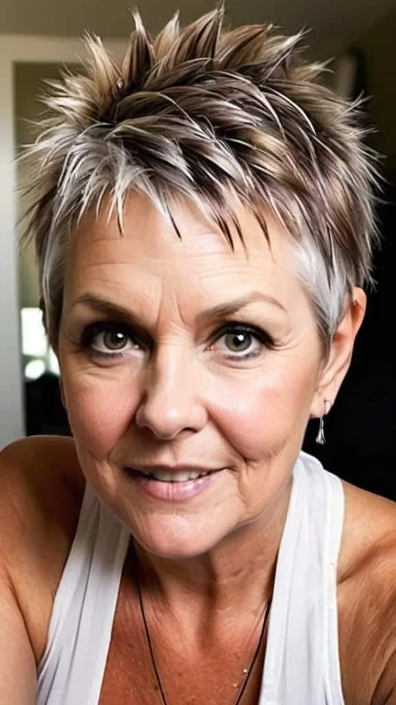 Spiky Top with Messy Pixie Short spiky haircuts for women over 60