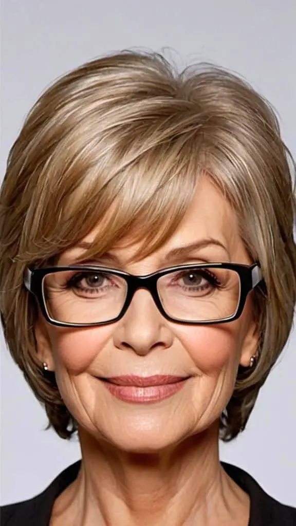 Stacked Bob Hairstyles With Glasses For Woman Over 60