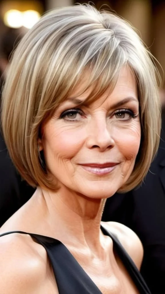 Straight Bob Medium Length Hairstyles For Woman Over 60