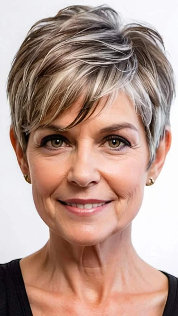 Straight Feathered Pixie Pixie Haircuts For Women Over 50