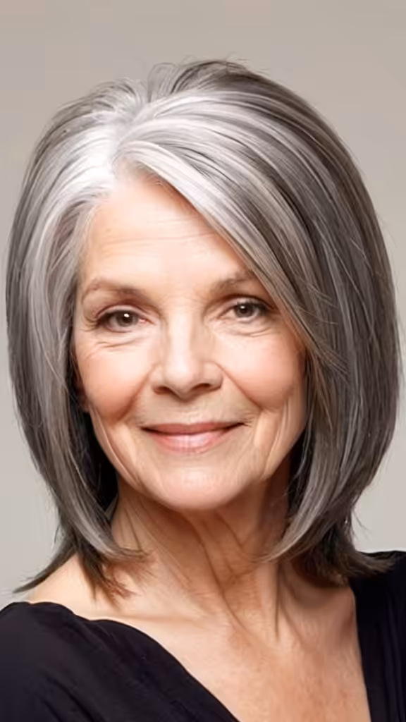 Straight Long Gray Hairstyles For Women Over 70