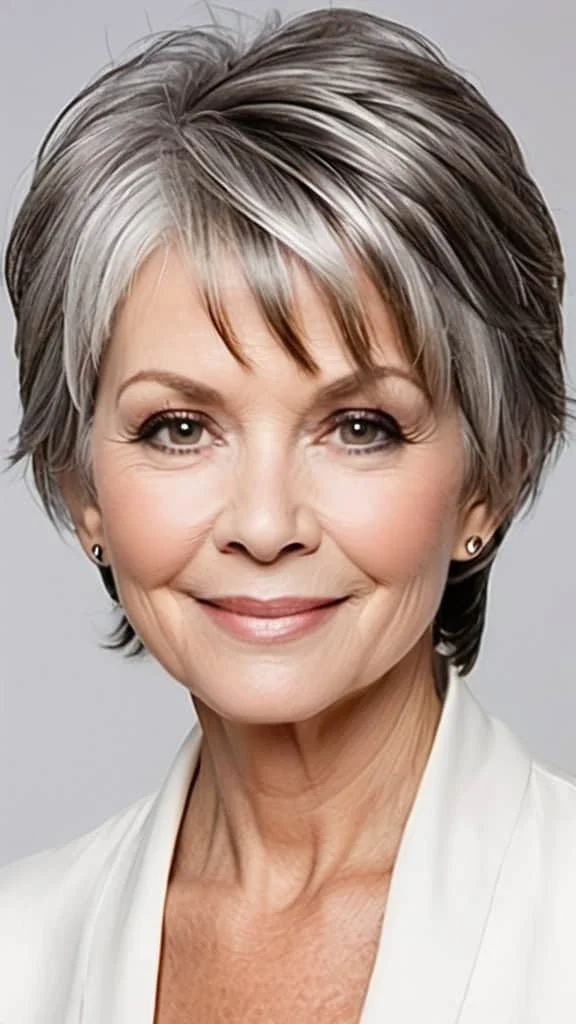 Straight Wispy Bob Short Gray Hairstyles For Women Over 60