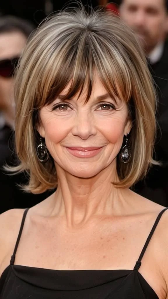 Sweep with Side Swept Bangs Hairstyles with bangs for older women