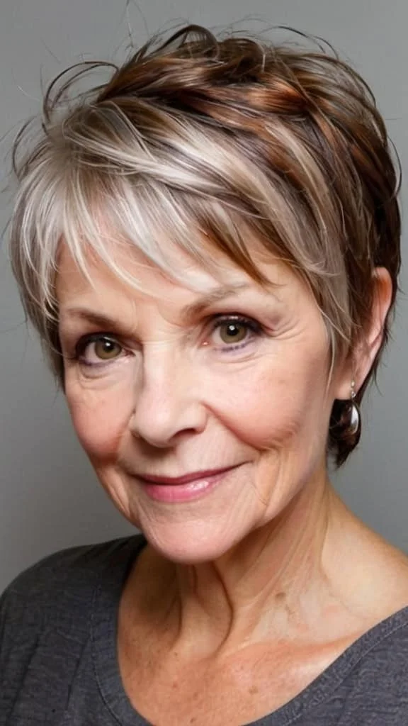 Sweeping Long Pixie Hairstyles for Thin Hair For Women Over 60