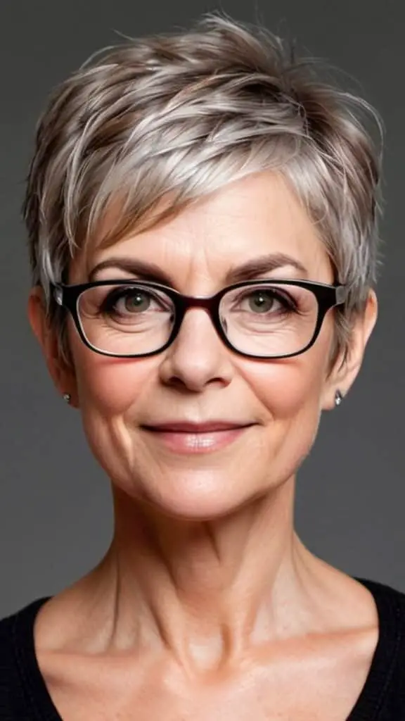 Sweeping Pixie Pixie Hairstyles With Glasses For Woman Over 50