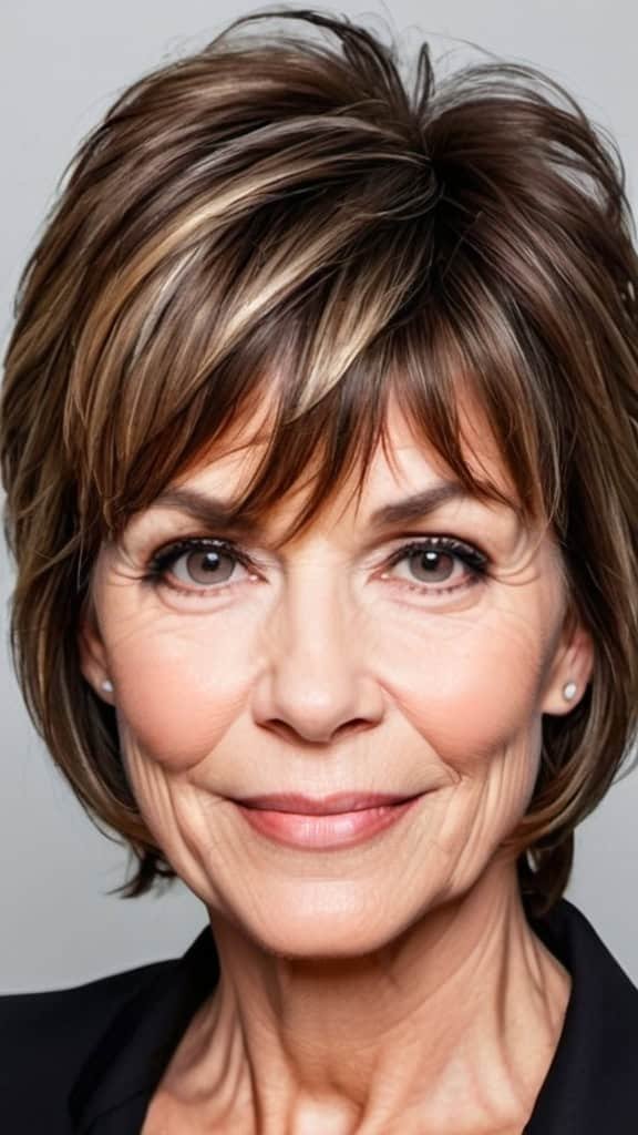 Tapered Cut with Side-Swept Wispy Bangs Bangs for women over 50