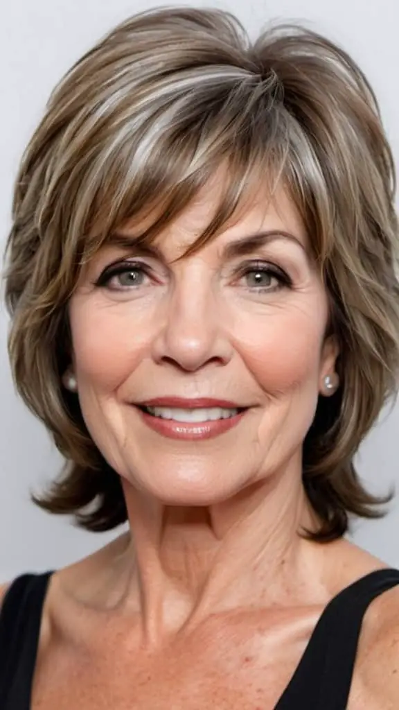 Textured Layers Medium Length Hairstyles For Woman Over 60