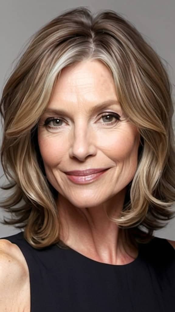 Textured Shoulder-Length Lob Wavy Hairstyles For Women Over 40