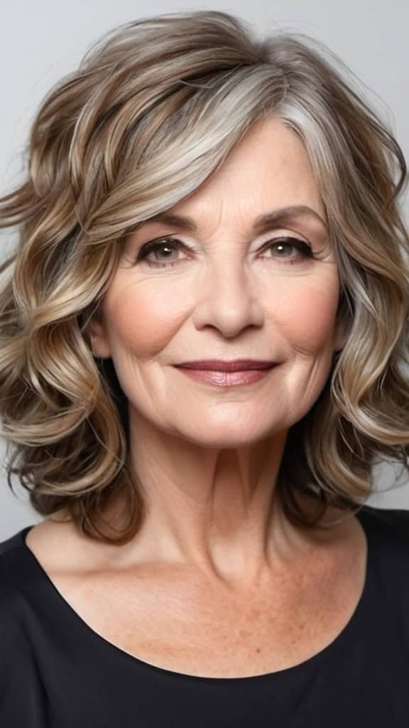Textured Wavy Lob Wavy Hairstyles For Women Over 50