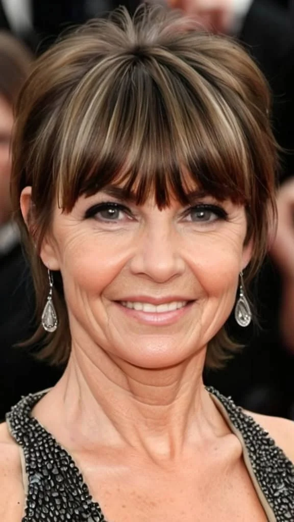 Textured Wedge With Bangs Hairstyles With Bangs For Women Over 40