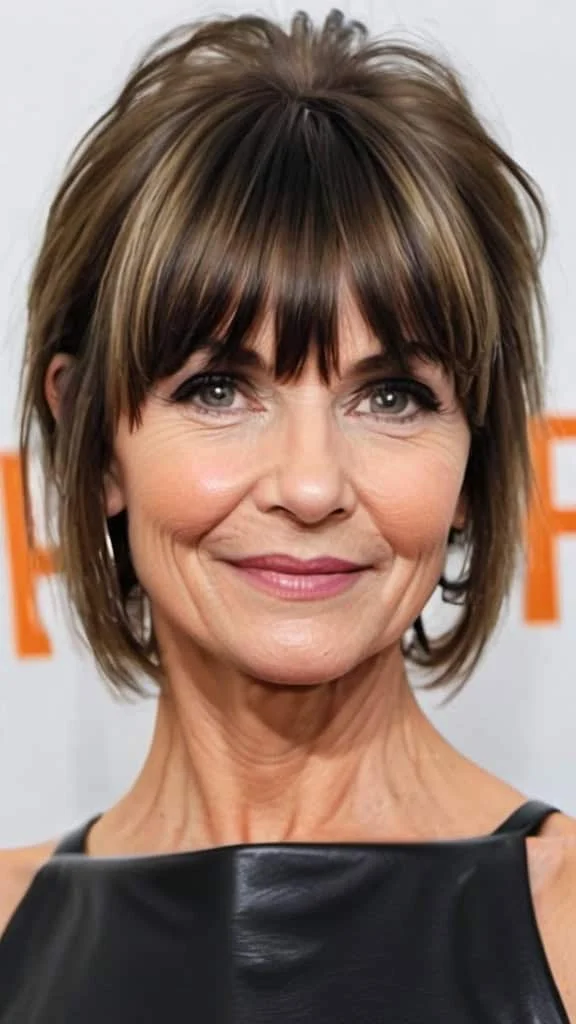 Textured Wedge With Bangs Hairstyles With Bangs For Women Over 40