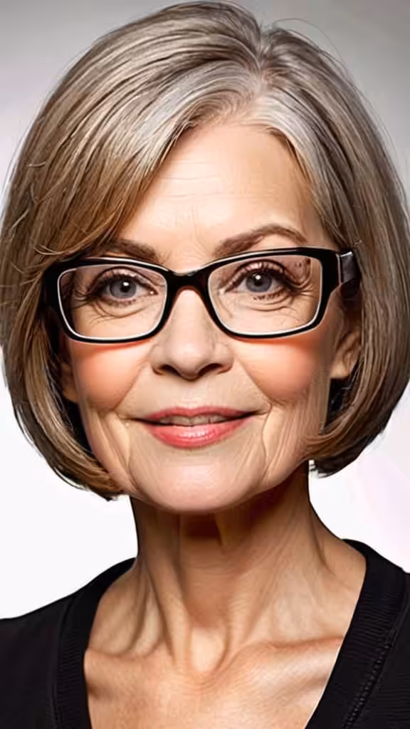 Thick Bob Hairstyles With Glasses For Woman Over 60
