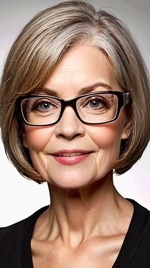 Thick Bob Hairstyles With Glasses For Woman Over 60