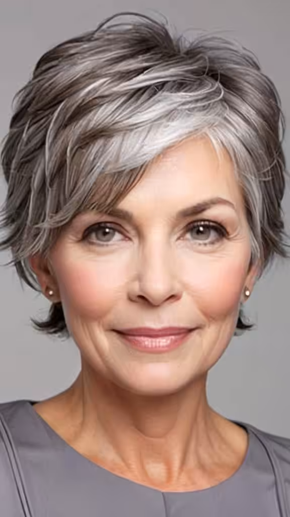 Tousled Lob Short Gray Hairstyles For Women Over 50
