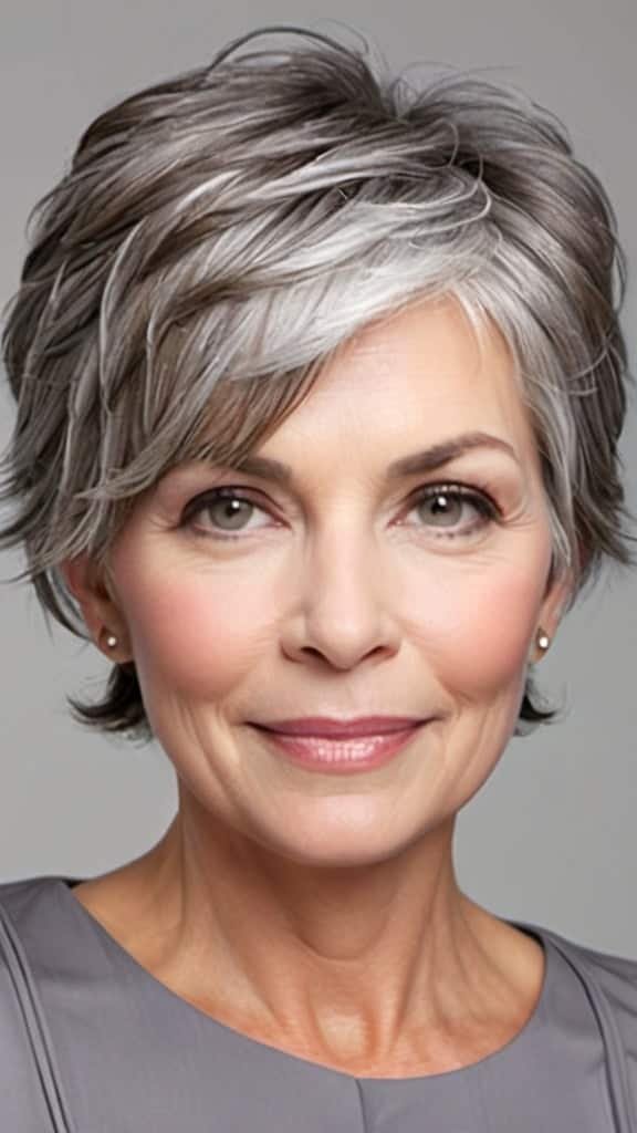 Tousled Lob Short Gray Hairstyles For Women Over 50