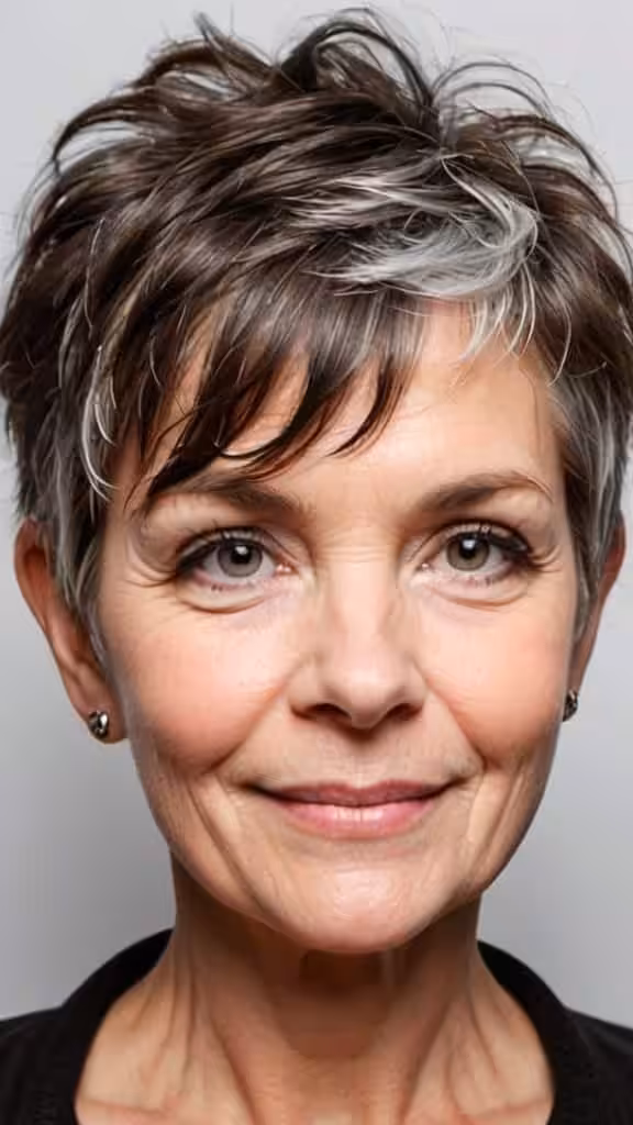Tousled Pixie with Fringe Pixie Haircuts For Women Over 50