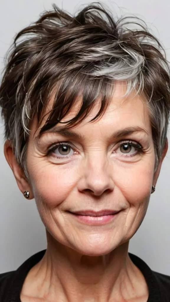 Tousled Pixie with Fringe Pixie Haircuts For Women Over 50