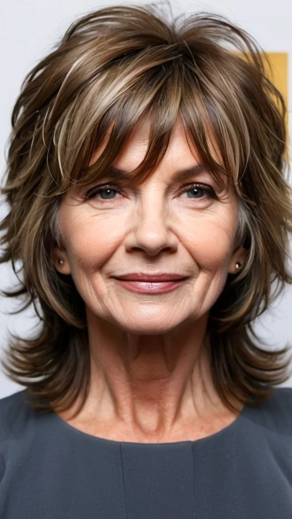 Tousled Shaggy Layers Medium Length Hairstyles For Women Over 70