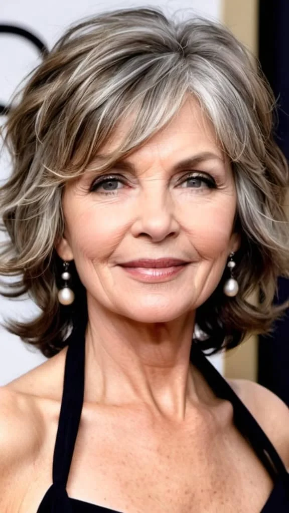 Tousled Waves Medium Length Hairstyles For Woman Over 60