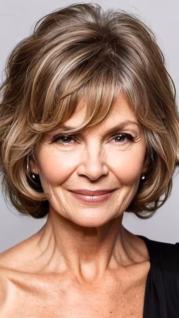 Tousled Wavy Bob Wavy Hairstyles For Women Over 60