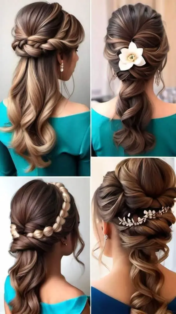 Twisted Half-Updo Indian Wedding Hairstyles for Girls