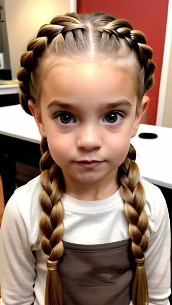 Two Braids Around the Head Braided Hairstyles for Thanksgiving for kids