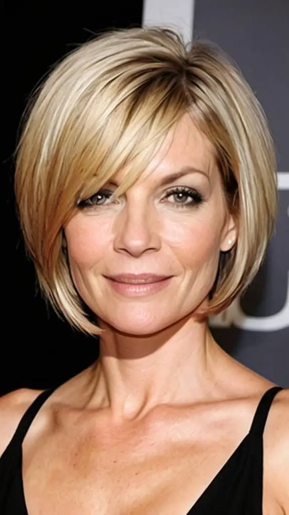 Uneven Bob Cut Short Hairstyles For Women Over 40