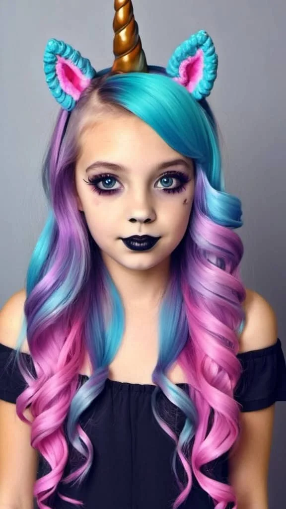 Unicorn Hairstyle for Halloween hairstyles for Halloween for girls