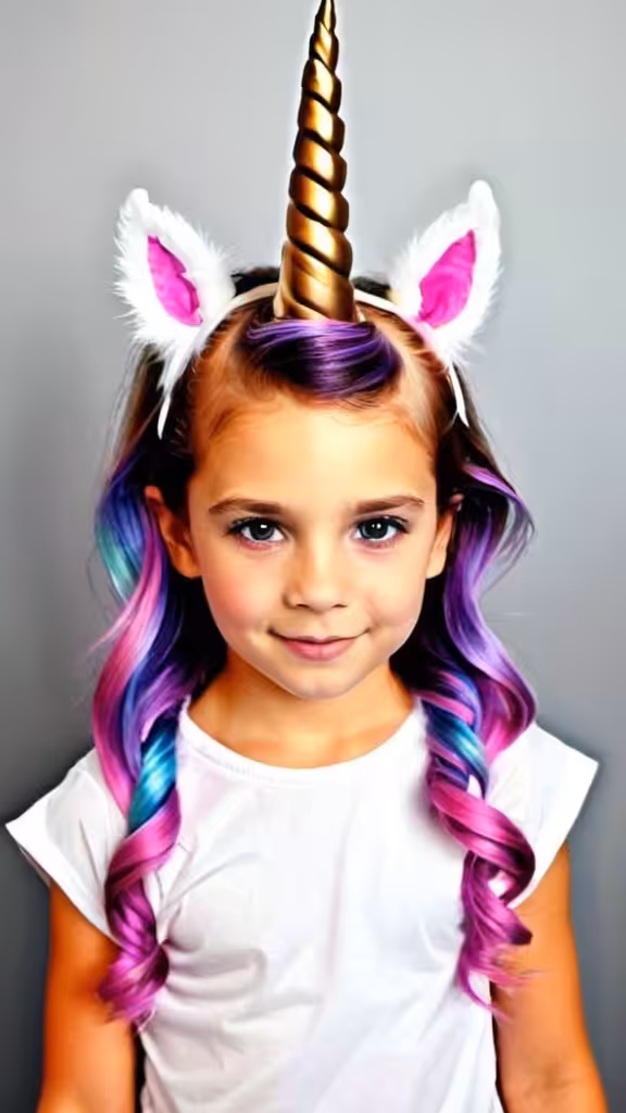 Unicorn Horn Hairstyles for Halloween for kids