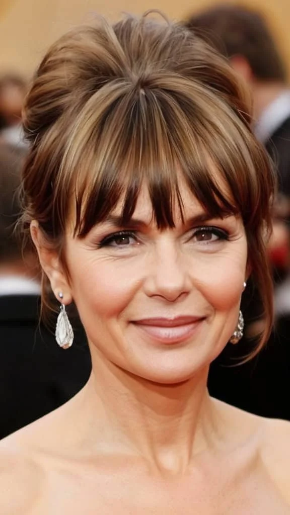 Updo with Bangs Hairstyles with bangs for older women