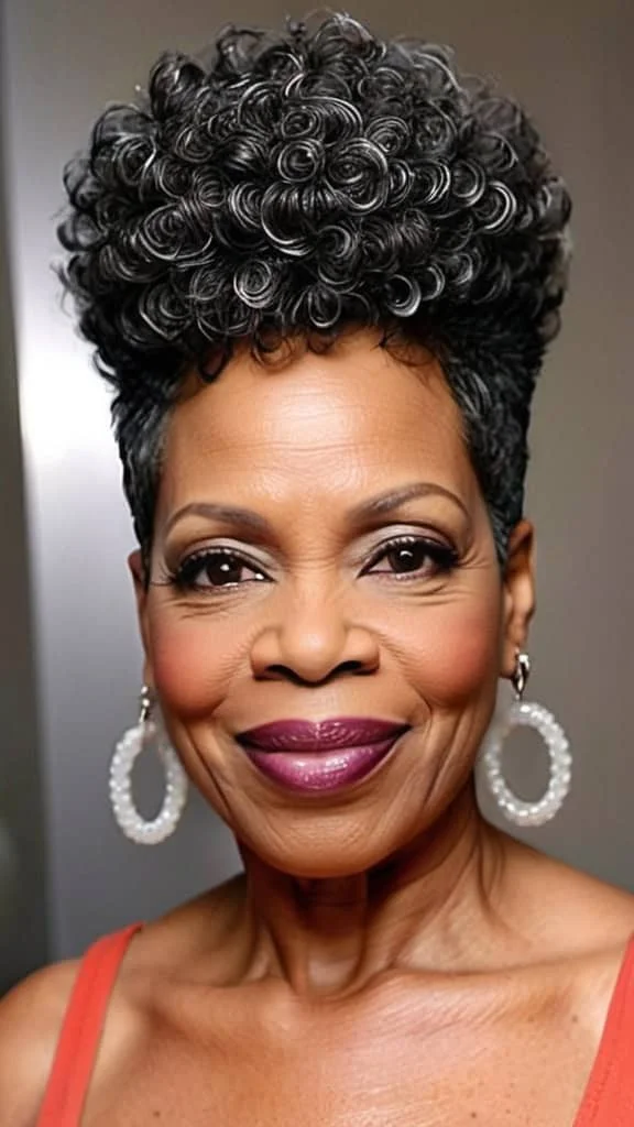 Very Short Tight Coils Hairstyles for black women over 50