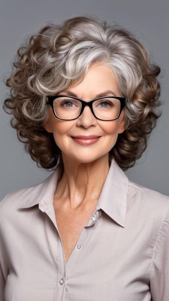 Voluminous Curls Hairstyles With Glasses For Women Over 70
