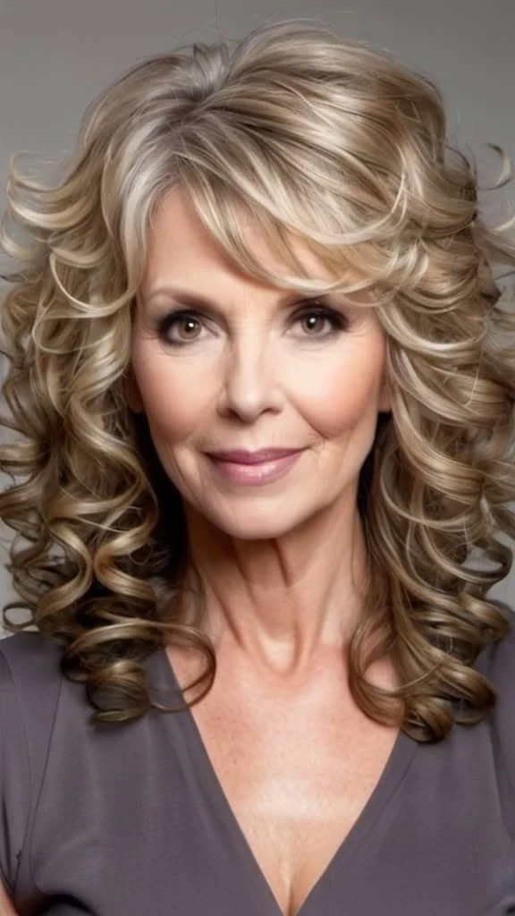 Voluminous Curls Hairstyles For Thick Hair For Woman Over 50