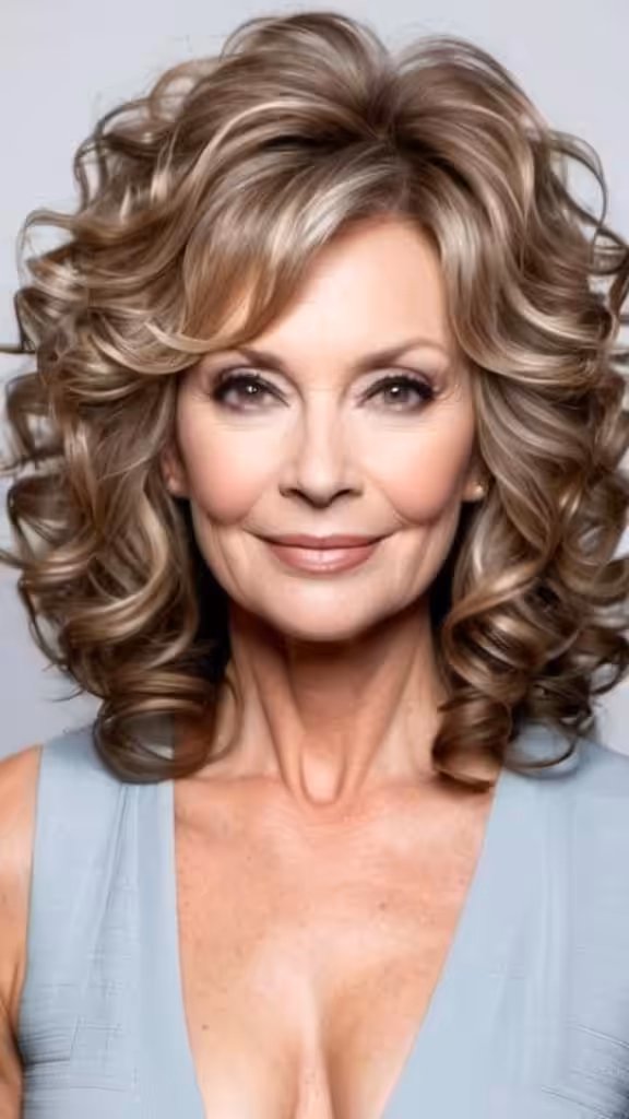 Voluminous Curls Hairstyles for women over 70